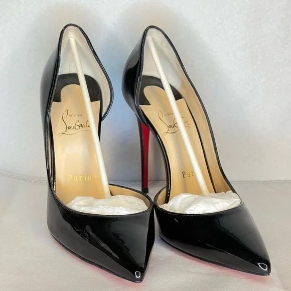 Christian Louboutin “Iriza” glossy patent black Lthr pumps EU37 100mm stiletto. - Picture 2 of 13